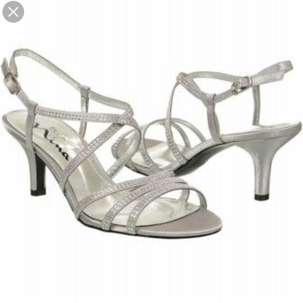 Nina Shoes- Silver Satin 8.5
